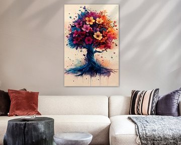 Boom van Kleuren - Abstracte Natuurlijke Harmonie