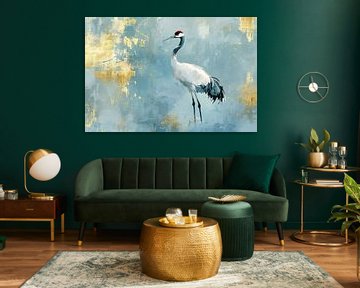 Abstract crane with gold accents by Imperial Art House