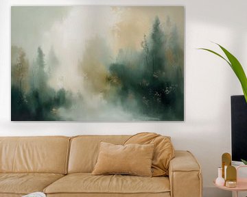 Mystiek boslandschap met mist van Imperial Art House