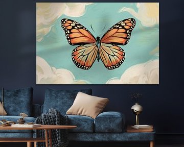 Vlinder in blauwe lucht van Imperial Art House