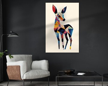 Silhouette de cerf cubiste colorée sur Imperial Art House