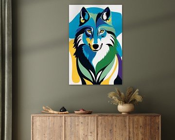 Kleurrijke Pop Art Wolf van Imperial Art House