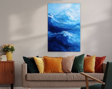 Abstract ocean waves in blue