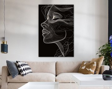 Minimalistisch zwart-wit portret vrouw van Imperial Art House