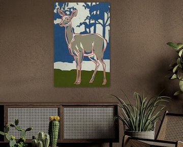Kubistisch hert in natuur van Imperial Art House