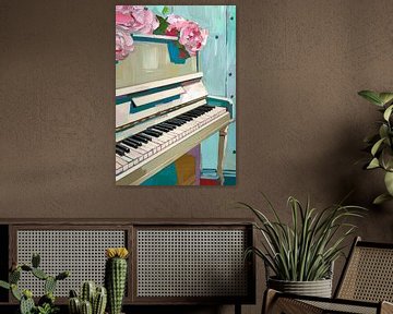 Kleurrijke piano met bloemen van Imperial Art House