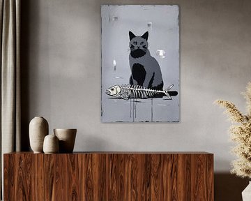 Chat avec squelette à chevrons