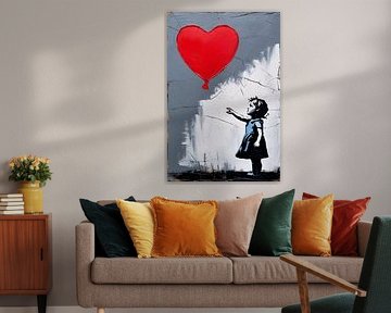 Girl with heart-shaped balloon by Imperial Art House