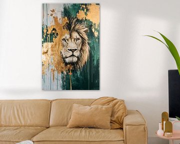 Abstract portret van gouden leeuw van Imperial Art House