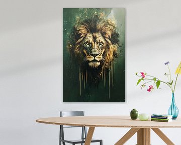 Intense gaze of a lion