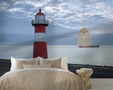 De vuurtoren van Westkapelle op het blauwe uur - Mooi Zeeland van Rolf Schnepp