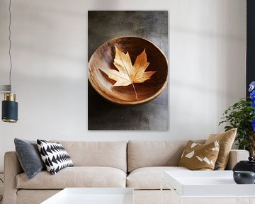 Wooden bowl with autumn leaf by Imperial Art House