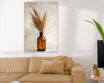 Pampas grass in amber vase by Imperial Art House