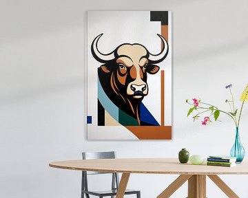 Kubistischer Stier mit Hörnern von Imperial Art House