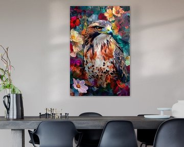 Havik tussen kleurrijke bloemen van Imperial Art House