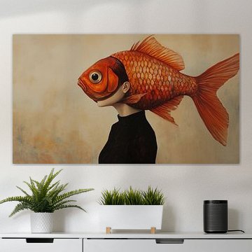 Woman with goldfish head surreal surrealism panorama by TheXclusive Art