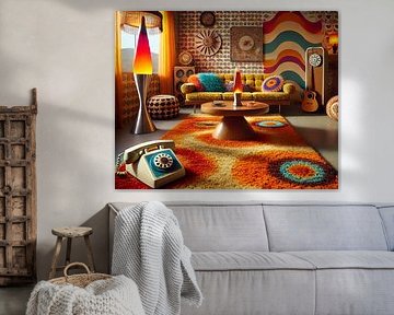 Vintage 70s Home Interior Retro Mid-Century