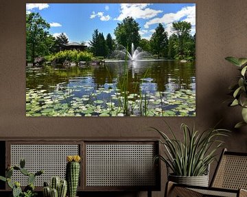 The park's pond in summer by Claude Laprise