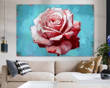 Digitale roos op blauwe achtergrond van Imperial Art House