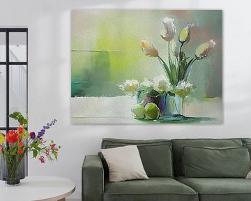 Still life. Vase with tulips and hyacinths by Studio Pieternel