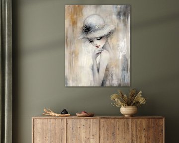 Dromerige Vrouw met Vintage Hoed