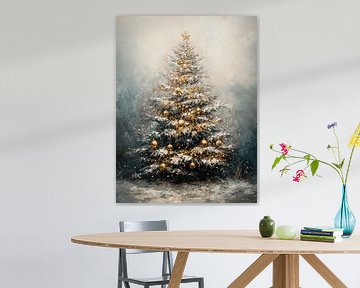 Klassieke Kerstboom in Sneeuw van Your unique art