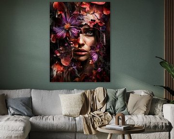 Donker Bloemenportret met Pioenen van Your unique art