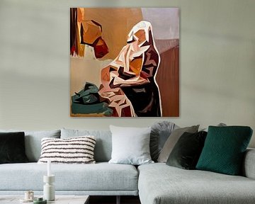 Abstracte Interpretatie van Het Melkmeisje van Joyce de Jong