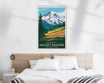 Nationaal park Mount Rainier, Washington van Poster Art Shop