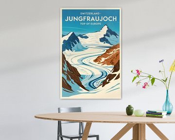 Jungfraujoch, Zwitserland Vintage Reisposter van Poster Art Shop