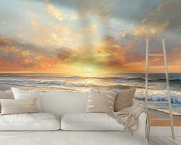 Nederlandse Kust | Sunset Serenity van Abstract Schilderij