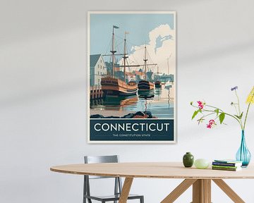 Connecticut Vintage Reisposter van Poster Art Shop