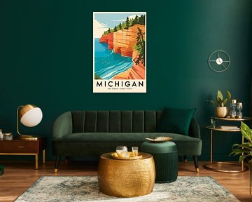 Michigan Vintage Travel Poster by Poster Art Shop