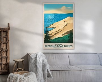 Sleeping Bear Dunes, Michigan Vintage Reisposter van Poster Art Shop