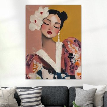 Modern portret in pastelkleuren van Studio Allee