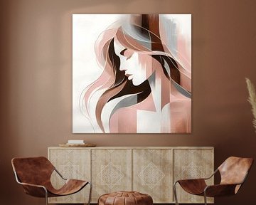 Modern Abstract Roze Vrouw van FoXo Art