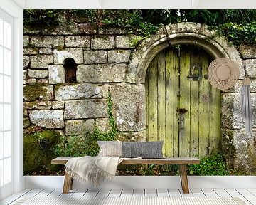 Alte Mauer mit grünem Tor | Locronan | Bretagne