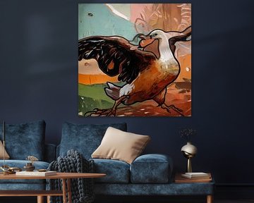 Abstracte versie van De bedreigde zwaan van Jan Asselijn van Joyce de Jong