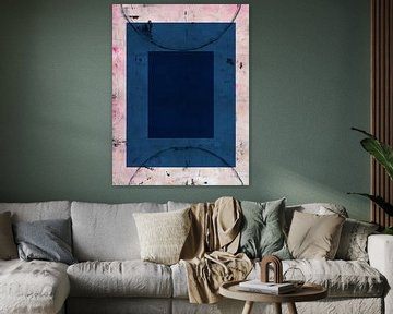 Abstracte geometrische vormen in donkerblauw en roze. van Dina Dankers