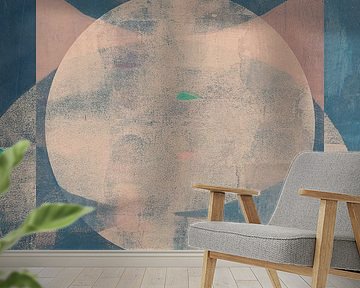 Abstract geometric shapes in white, blue, soft pink. by Dina Dankers