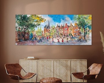 Schilderij Amsterdam van Abstract Schilderij