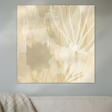 Formes organiques abstraites dans des couleurs pastel. Beige et blanc. sur Dina Dankers