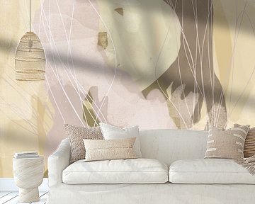 Abstract organic shapes in pastel colors. Beige and taupe.
