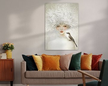 Sneeuwkoningin met Vogeltje van Your unique art