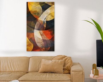 Abstracte gebogen lagen in warme tinten van artefacti