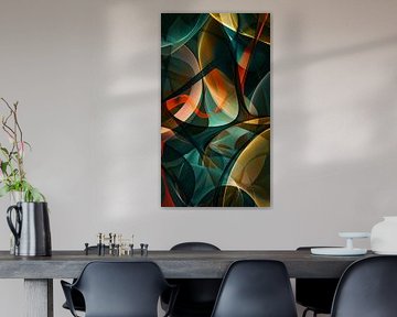 Abstract Retro Painting with Curved Shapes by artefacti