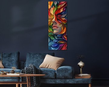 Kleurrijk gezicht in abstracte botanische stijl