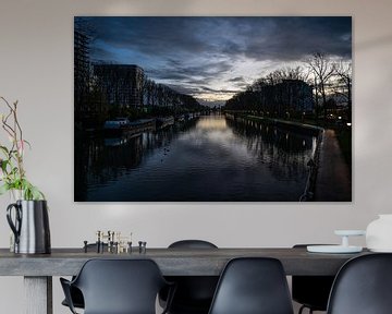 Het kanaal in Brussel bij nacht van Werner Lerooy