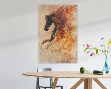 Dynamisches feuriges Pferdeaquarell