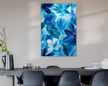 Art des fleurs et des feuilles bleues sur Imperial Art House
